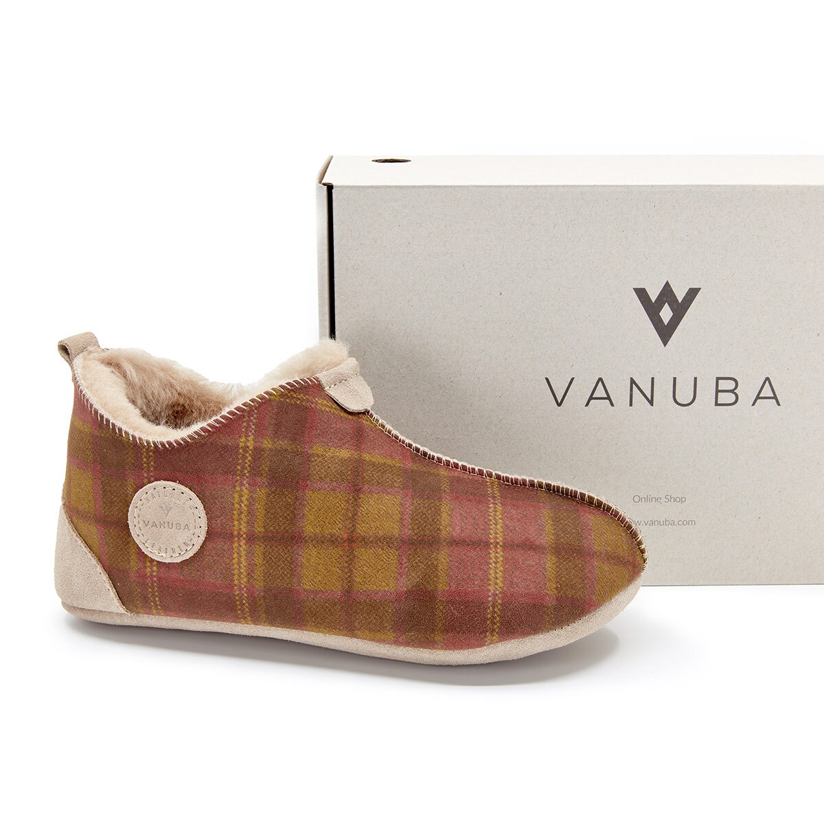 Kapcie damskie OXFORD Tartan czerwone 39