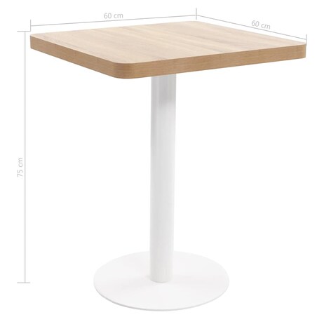 vidaXL Stolik bistro, jasnobrązowy, 60x60 cm, MDF