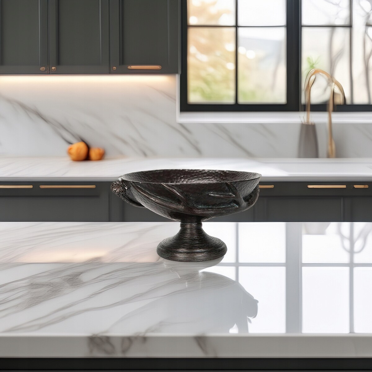 MISA NA OWOCE OKRĄGŁA DUŻA CZARNA na nóżce 31cm patera miska retro vintage