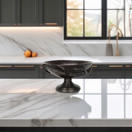 MISA NA OWOCE OKRĄGŁA DUŻA CZARNA na nóżce 31cm patera miska retro vintage