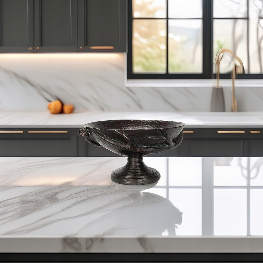 MISA NA OWOCE OKRĄGŁA DUŻA CZARNA na nóżce 31cm patera miska retro vintage