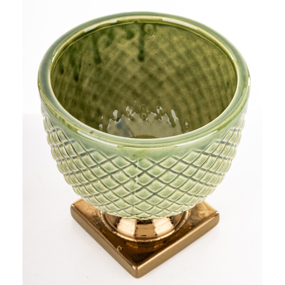 Osłonka zielono-złota 18x17,5x17,5 cm IRMA-III na złotej podstawce