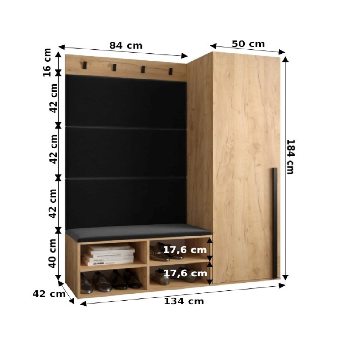 Garderoba do przedpokoju Abiks MIRO 6 craft+manila16