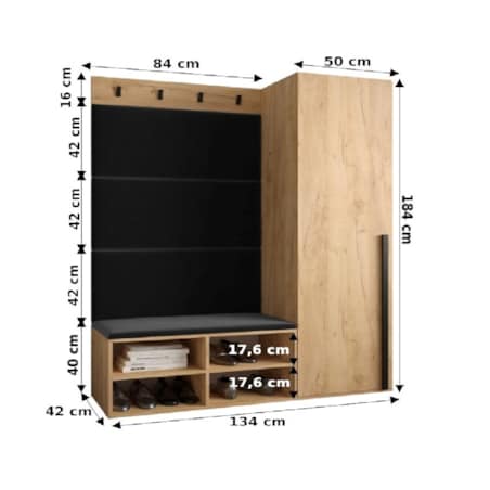Garderoba do przedpokoju Abiks MIRO 6 craft+manila16