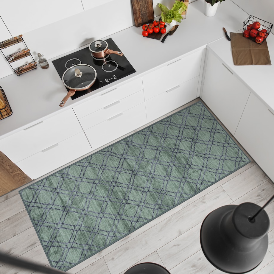 Chodnik Antypoślizgowy Vita 80x200 cm Romby Zielony