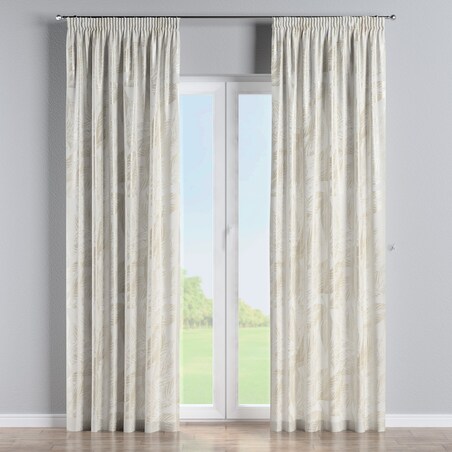 Zasłona na taśmie marszczącej 1 szt. 130x245 szaro-beżowe liście