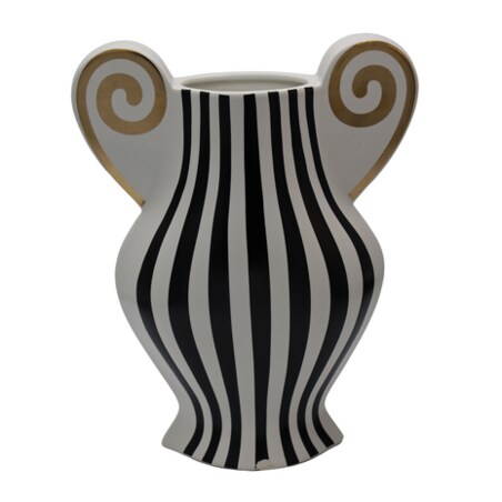 Wazon ceramiczny w paski biało-czarne 29,5x23,5x9,5 cm KALI-2