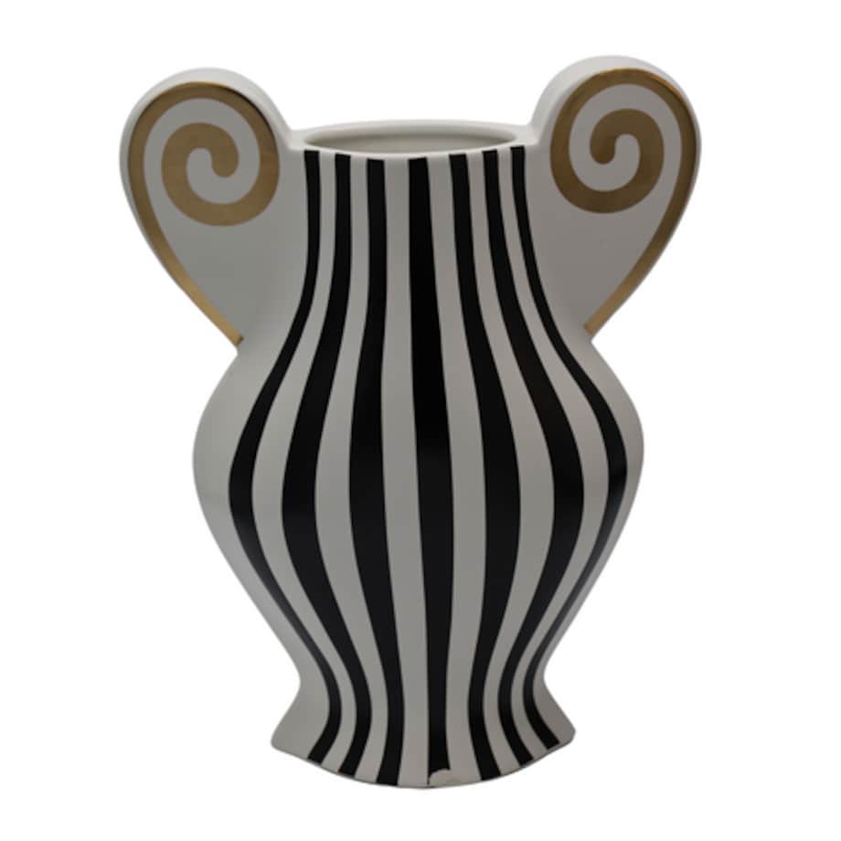 Wazon ceramiczny w paski biało-czarne 29,5x23,5x9,5 cm KALI-2