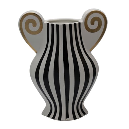 Wazon ceramiczny w paski biało-czarne 29,5x23,5x9,5 cm KALI-2