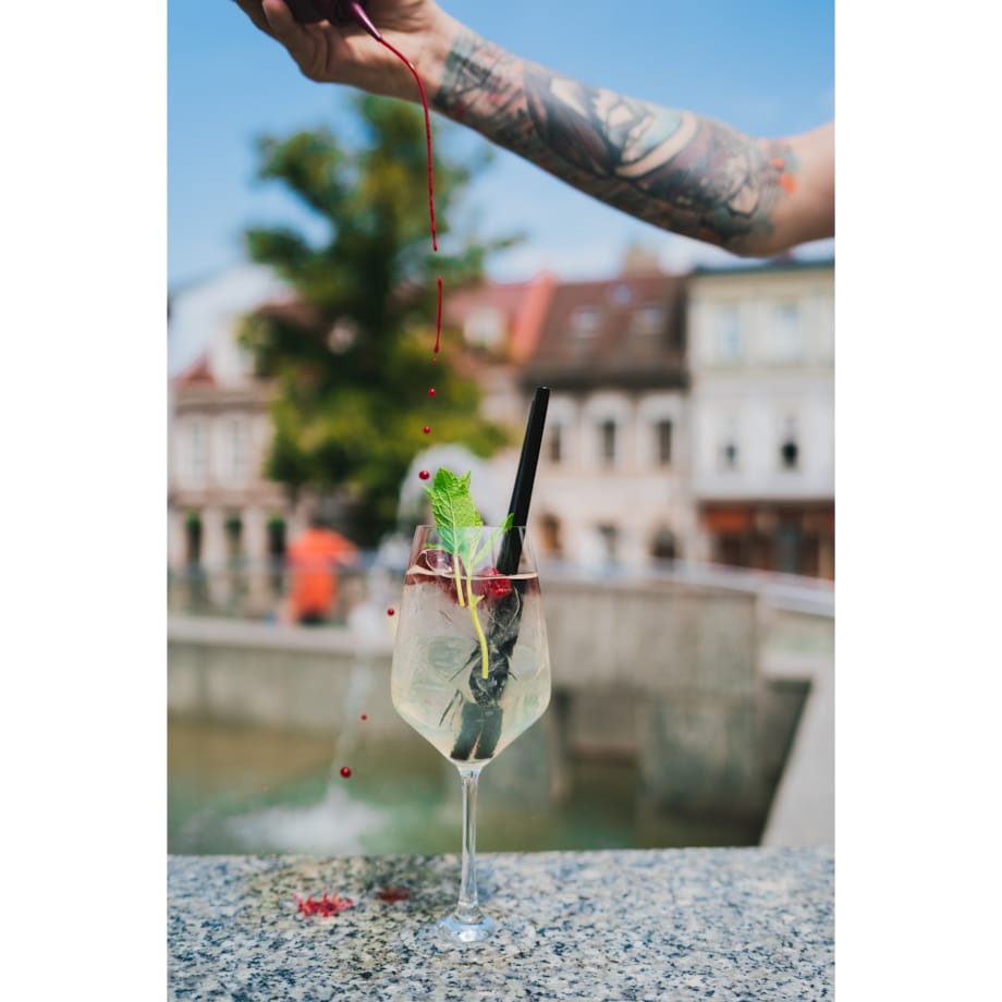 Słomki szklane czarne 20cm zestaw 6 sztuk ze szczoteczką 26599