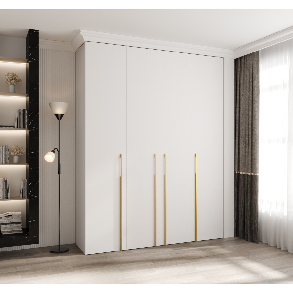 Szafa czterodrzwiowa Como 3 190 gł.50 biały+złoty