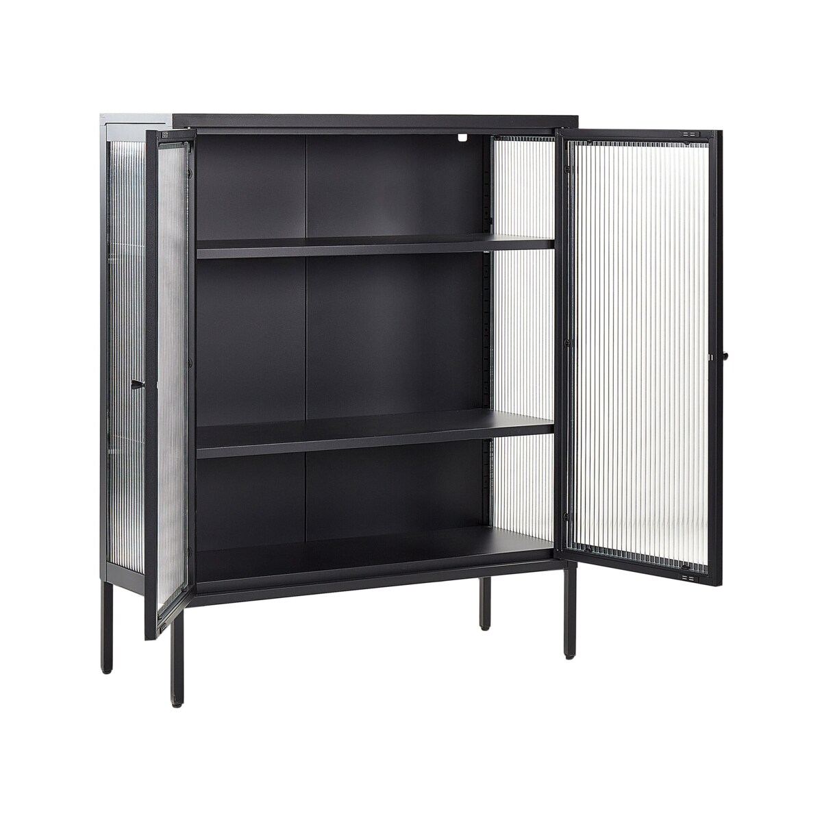 Szafka ze szklanymi drzwiami LERRYN Metal 90 cm Czarny