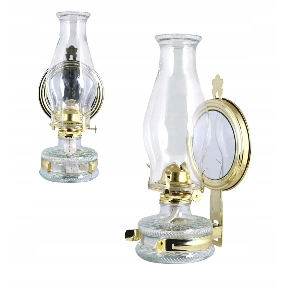 LAMPA NAFTOWA Z LUSTREM SZKLANA latarnia do postawienia powieszenia + knot