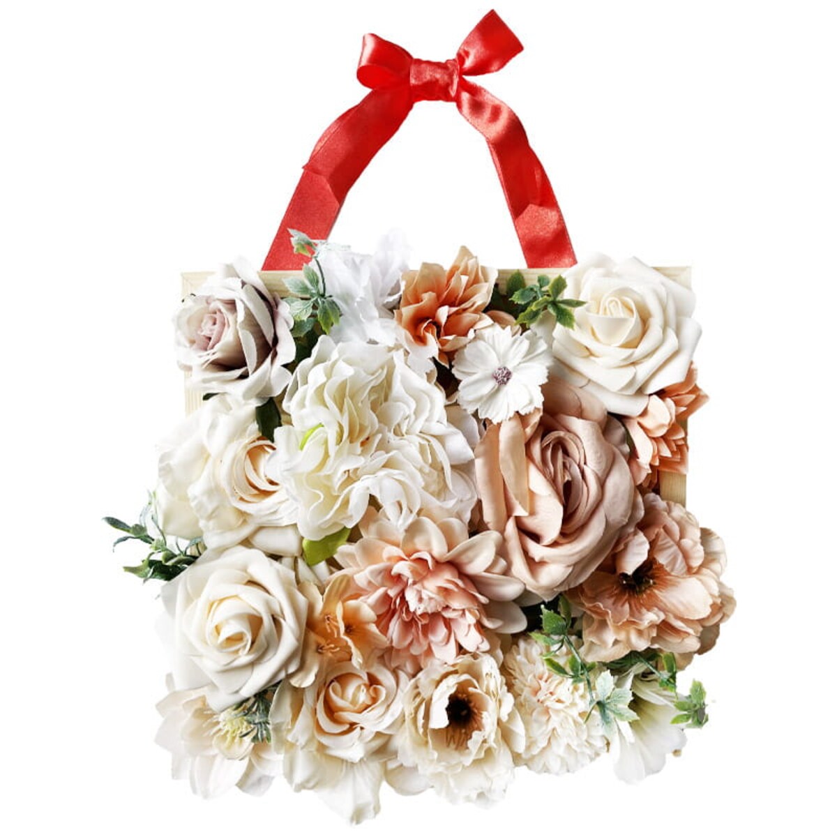 Kwiaty w ramce - ozdoba DIY - Stonowane beże