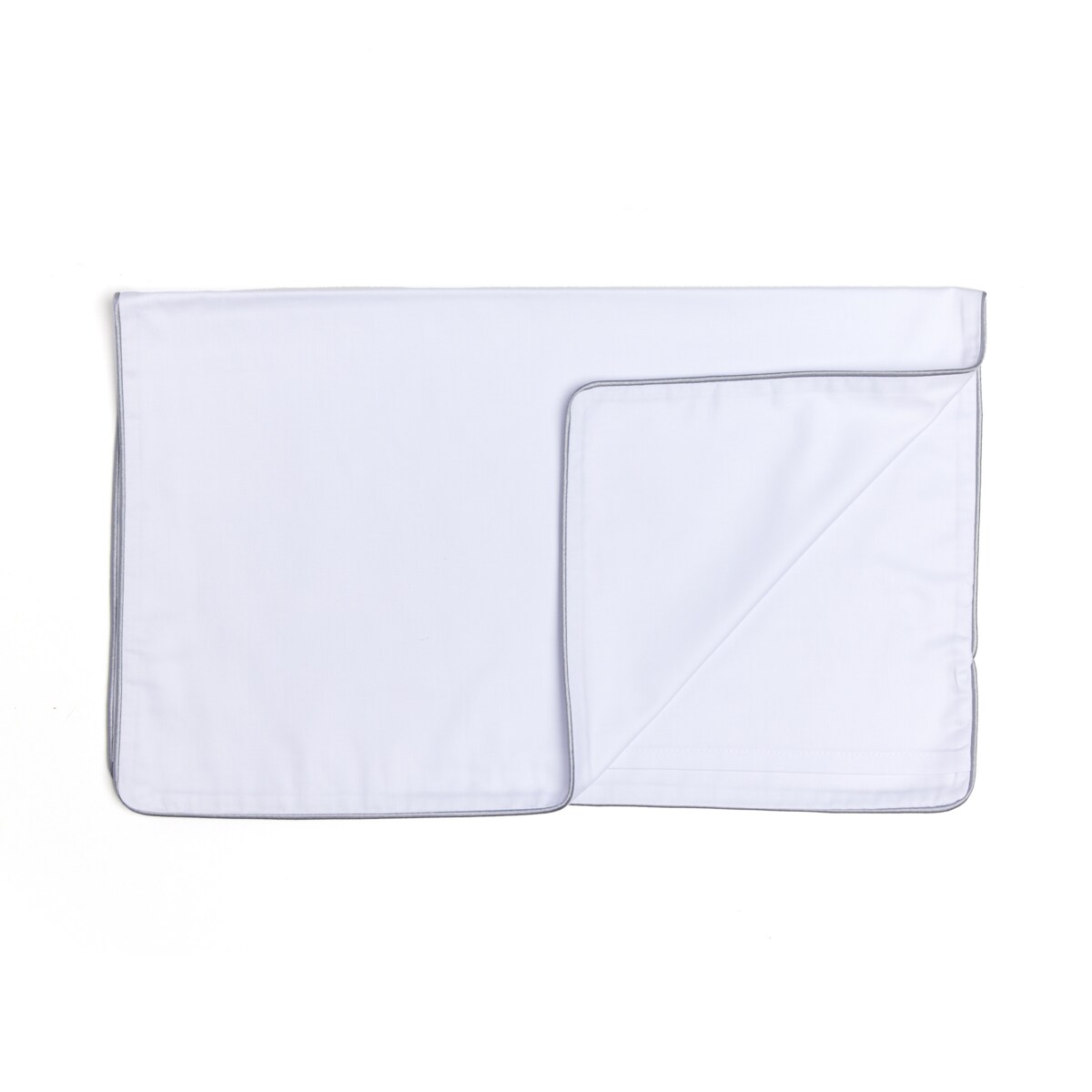 Pościel biała lamówka szara, 160 x 200 cm, La Manta