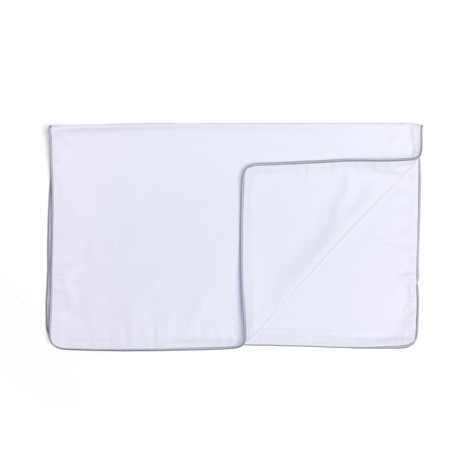 Pościel biała lamówka szara, 160 x 200 cm, La Manta