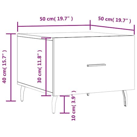 vidaXL Stolik kawowy, biały o wysokim połysku, 50x50x40 cm