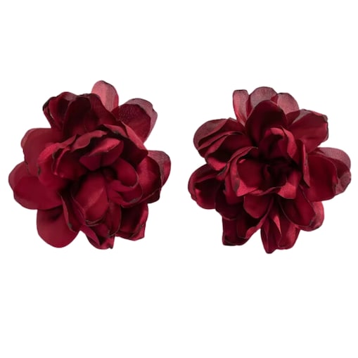 Kolczyki czerwone bordowe kwiatowe satynowe płatki