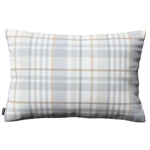 Poszewka Kinga na poduszkę prostokątną 47x28 kratka beżowo-szary melanż