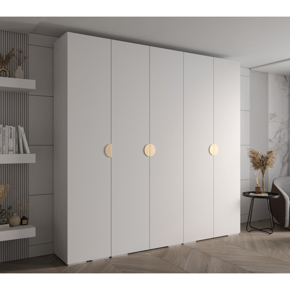 Szafa ubraniowa Garderoba INOVA 4 2,5SZ Biały+Złoty