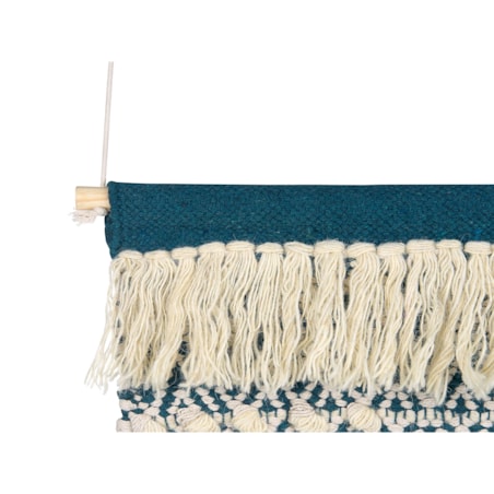 Dekoracja ścienna z frędzlami bawełniana niebiesko-beżowa NADRA