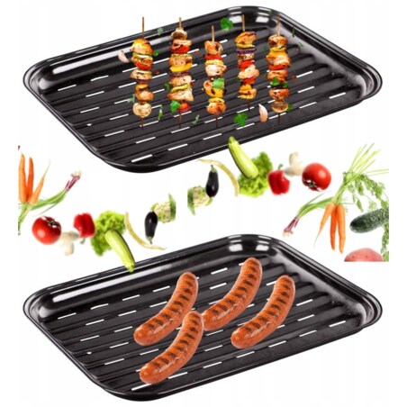 2x BLACHA TACKA GRILLOWA na grill kiełbaski warzywa wielorazowa emaliowana