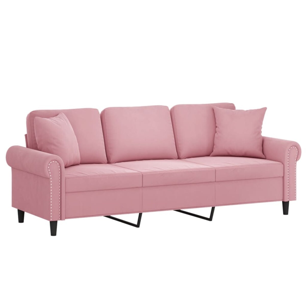 vidaXL 3-osobowa sofa z poduszkami, różowa, 180 cm, aksamit