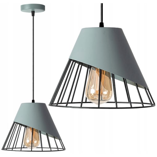 Lampa Sufitowa Wisząca Klosz Metal Szara Led Loft