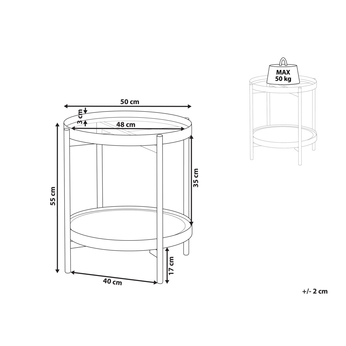 Stolik pomocniczy szklany jasne drewno z czarnym RENO