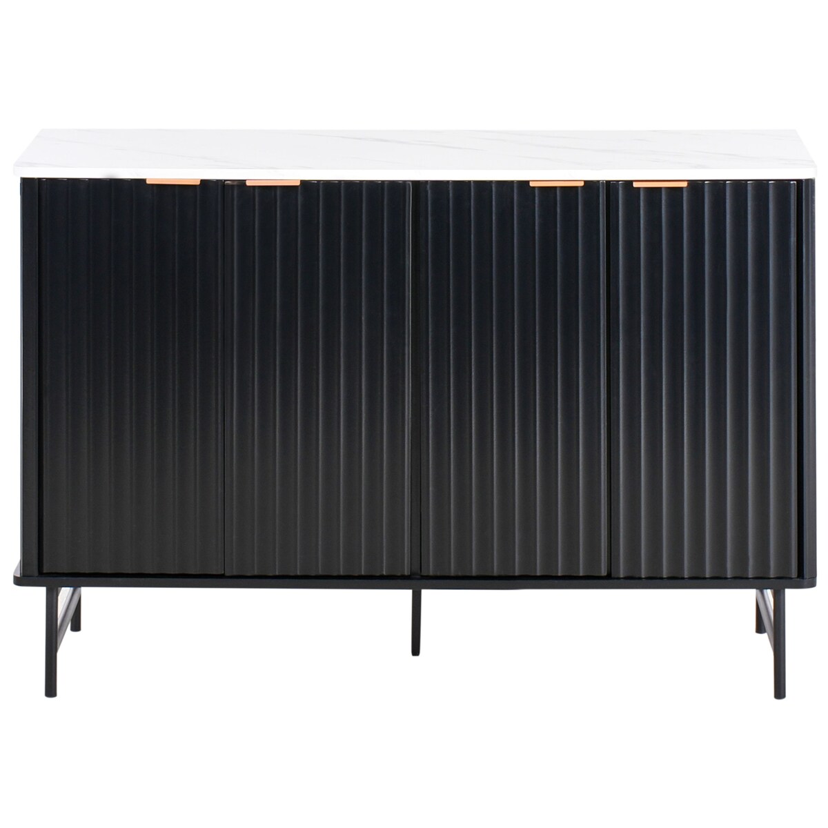 Komoda czterodrzwiowa GLASTONBURY 80 cm Efekt marmuru Biały marmur