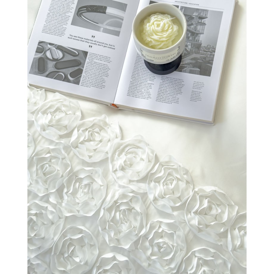 komplet pościeli "bella rosa" z aplikacją 3d róże mikrofibra 200x220 | biały