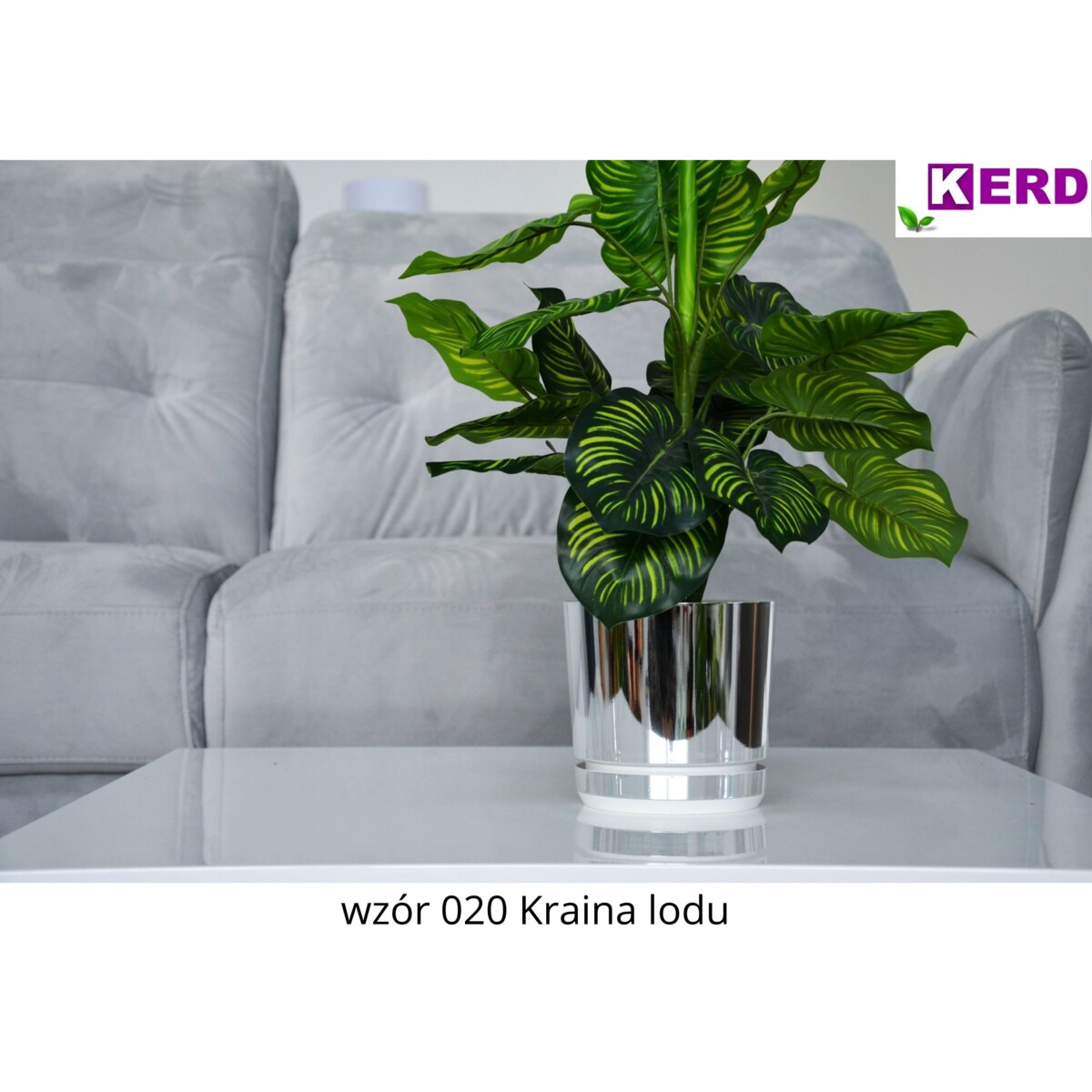 12 cm wzór KRAINA LODU Doniczka z podstawką glamour elegancka efekt lustra wysoki połysk nowoczesna