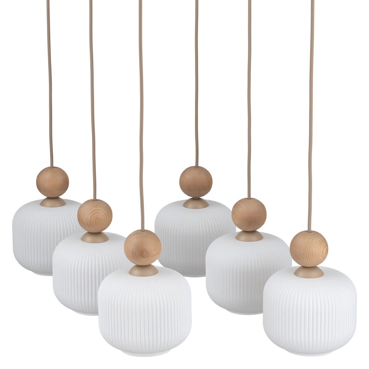 Lampa wisząca BALLO 11052 TK Lighting 6xE14 beżowo-biała szklana do salonu i jadalni regulowana wysokość