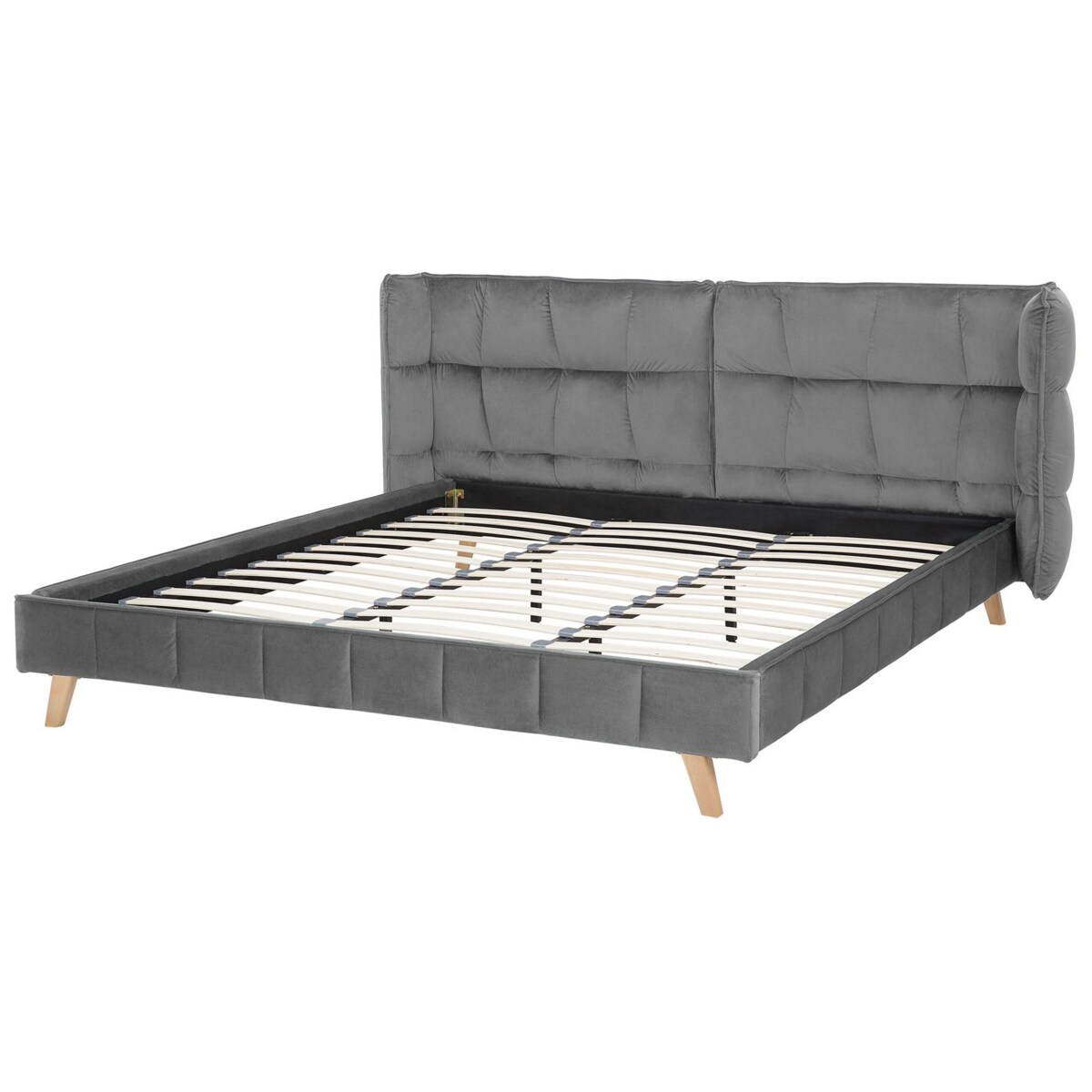 Łóżko welurowe 180 x 200 cm szare SENLIS