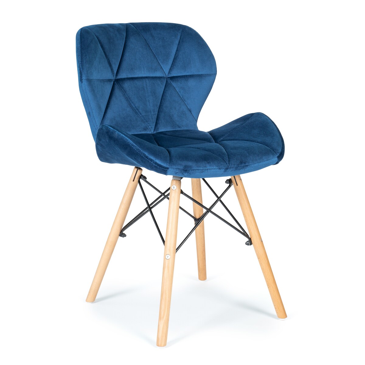 Krzesło tapicerowane skandynawskie welurowe pikowane do salonu jadalni DURO granatowy welur