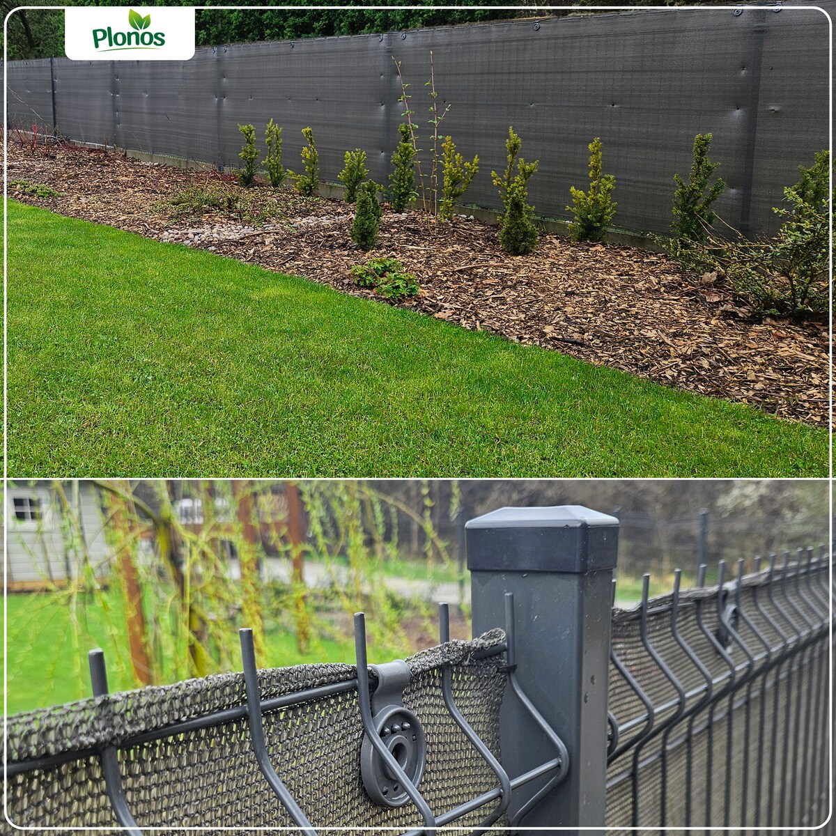 Siatka cieniująca Plonos 1,5x50m maskująca mata na płot ogrodzenie osłona szara 90% + UV 1 szt.