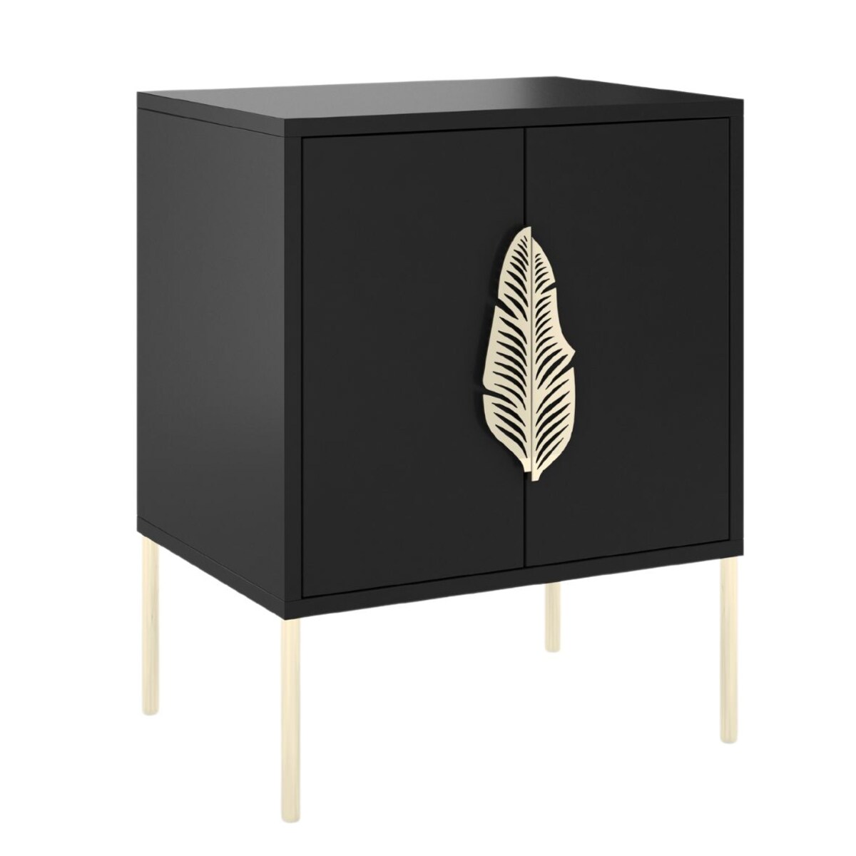 Czarna szafka nocna Skandica MERLIN ze złotymi dodatkami