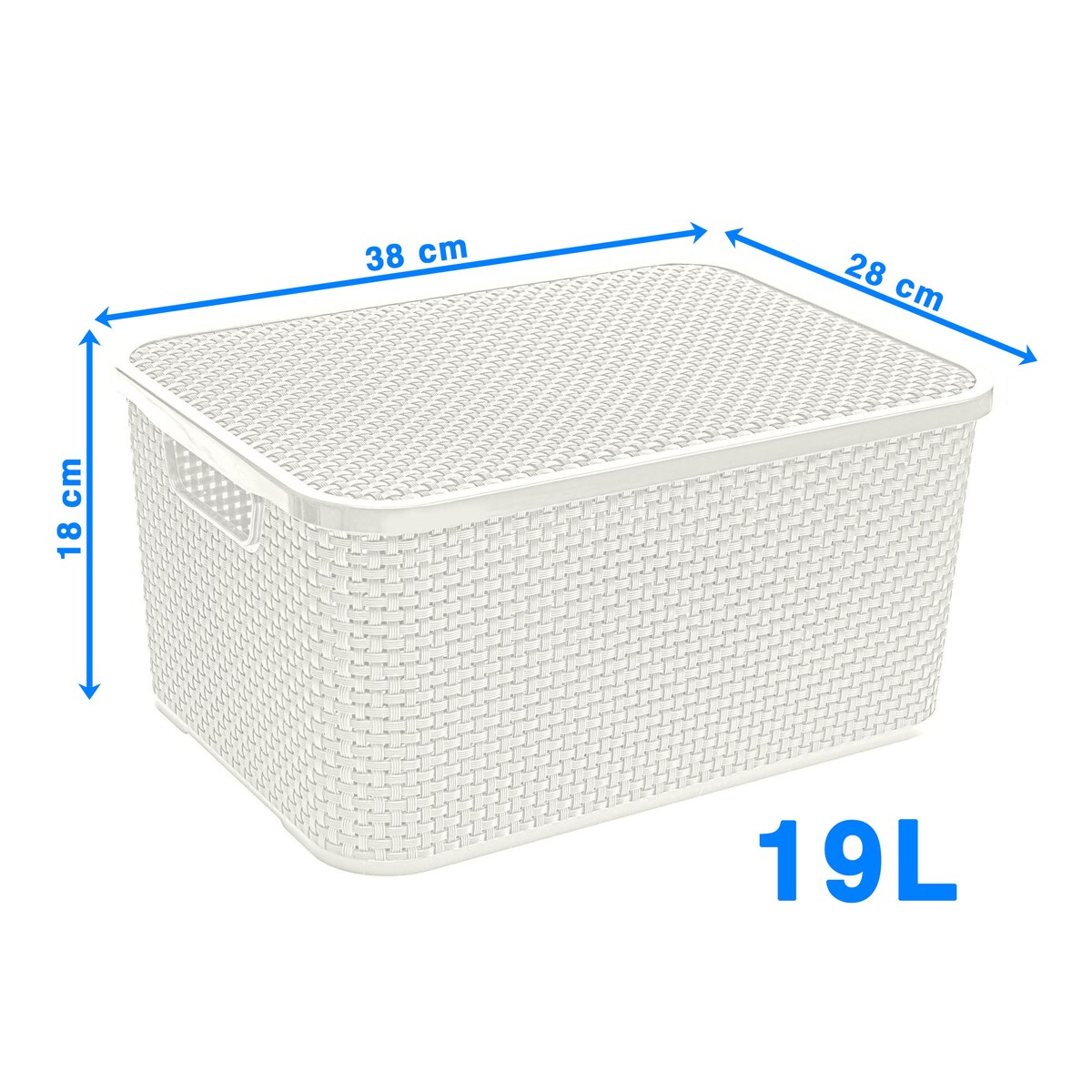 Koszyk Pojemnik Rattanowy Z Pokrywą Na Drobiazgi Kosmetyki Łazienkowy 19L Biały