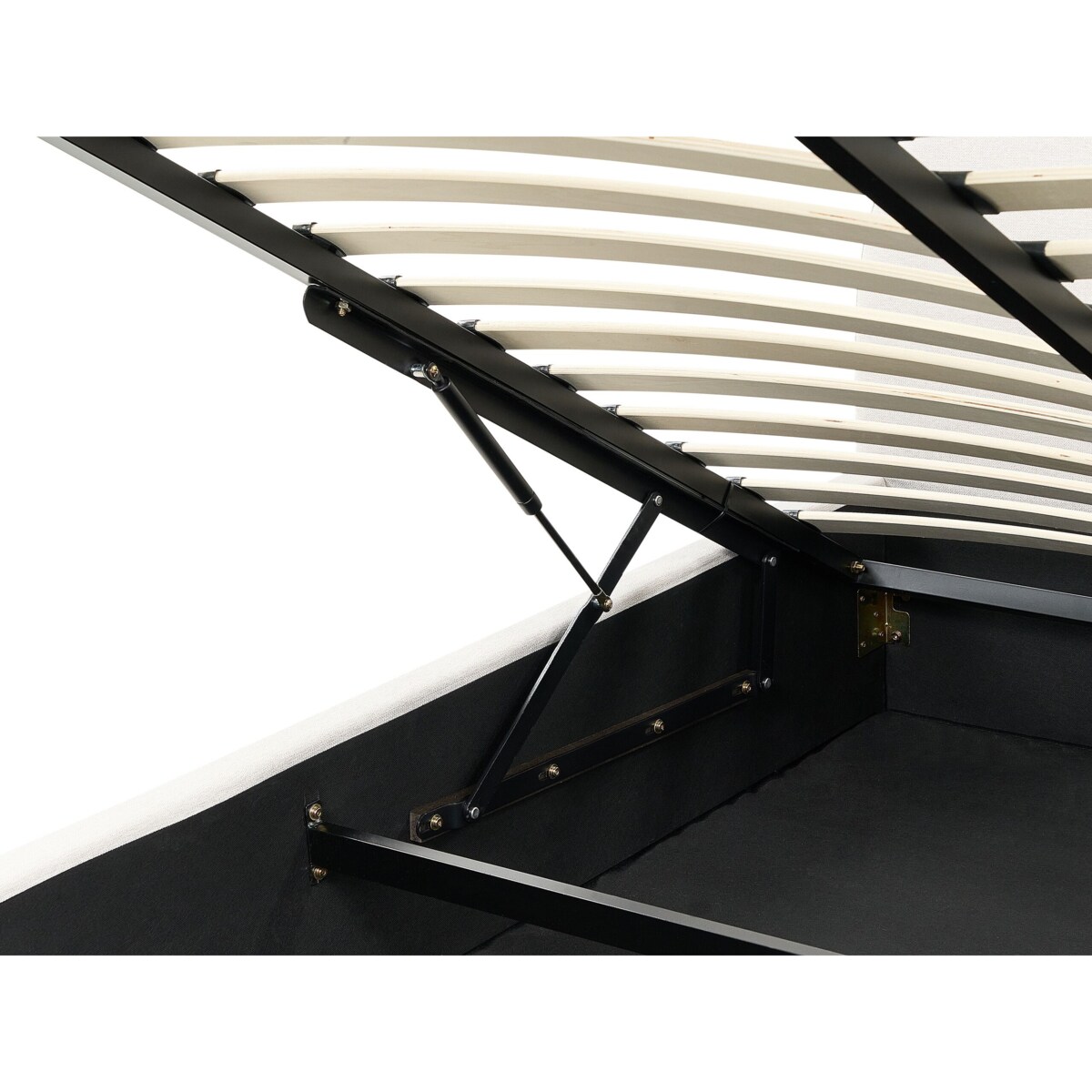 Łóżko z pojemnikiem tapicerowane 160 x 200 cm złamana biel VAUCLUSE