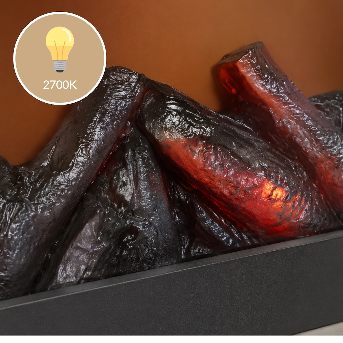 Kominek dekoracyjny LED, metalowy, 10 x 29 x 23 cm