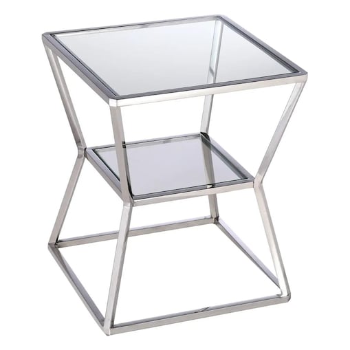 Dwupoziomowy stolik Belmont BM-ST1520S Cosmolight przezroczysty srebrny