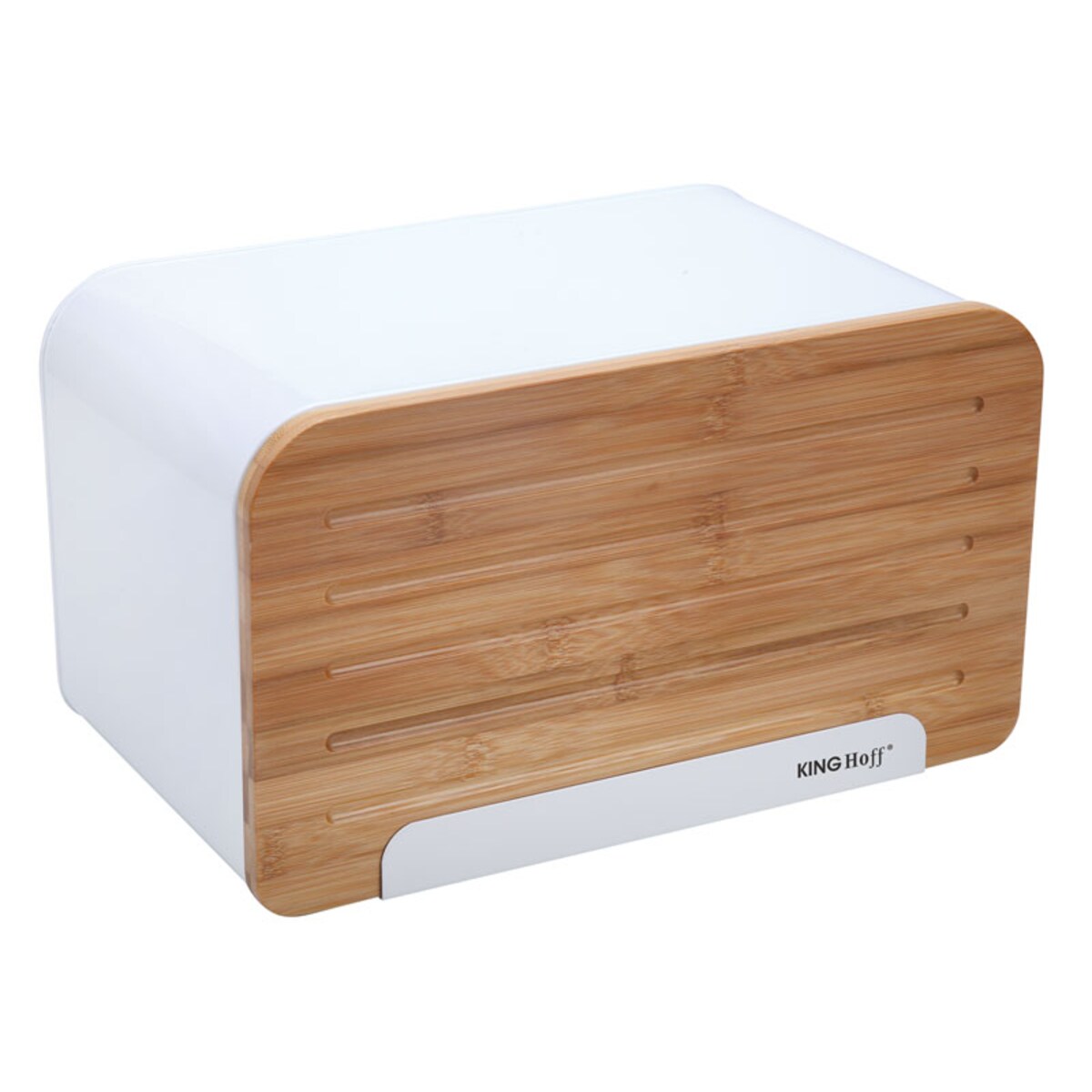 Chlebak stalowy z deską do krojenia biały KINGHOFF