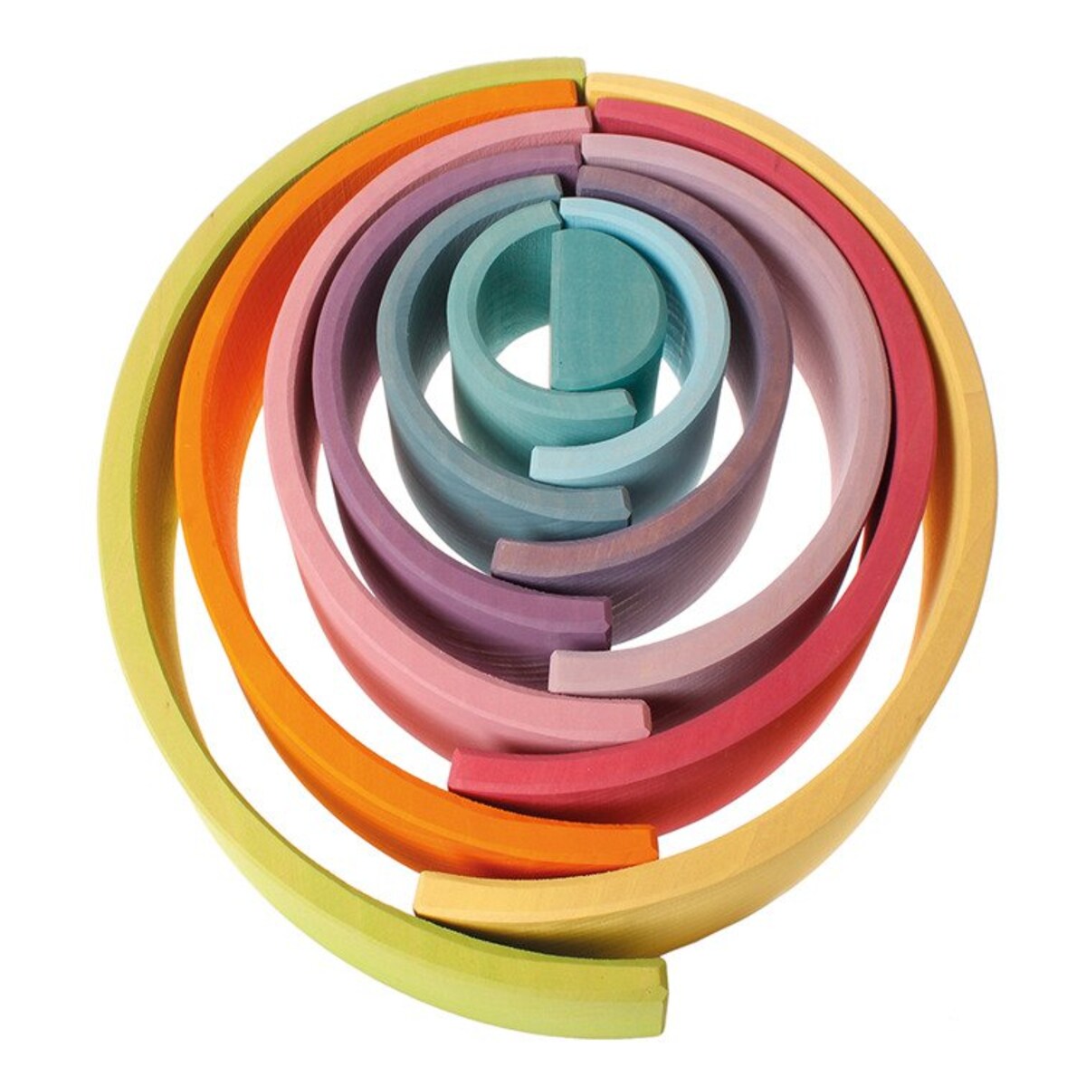 Tęcza Grimm's 12-elementowa - drewniane klocki pastelowe 3+