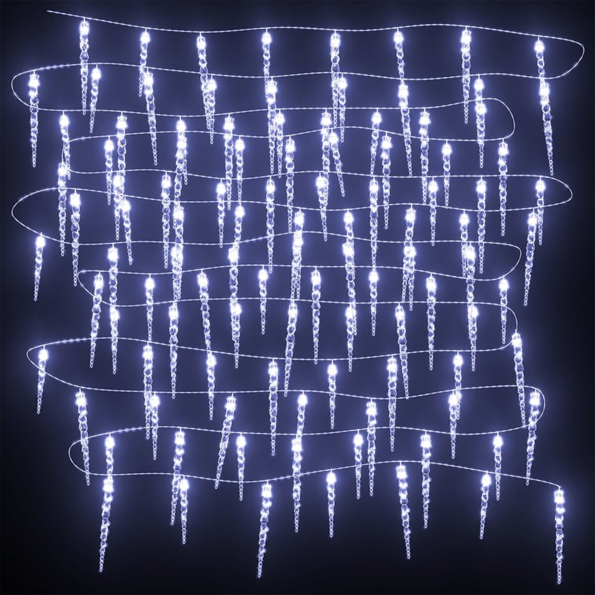 vidaXL Świąteczna lampa sopelkowa 200 diod LED Zimna biel 20 m Akryl PVC