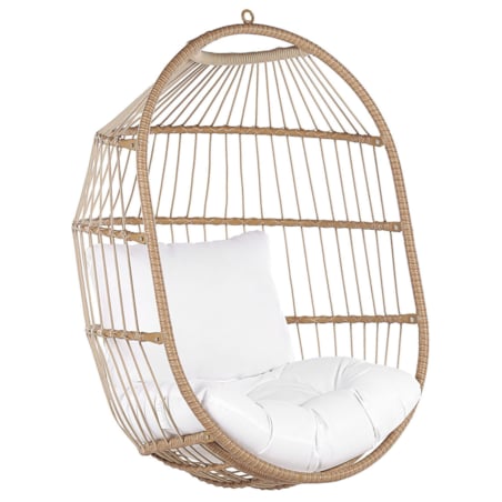 Fotel wiszący ze stojakiem z technorattanu naturalny ALBA