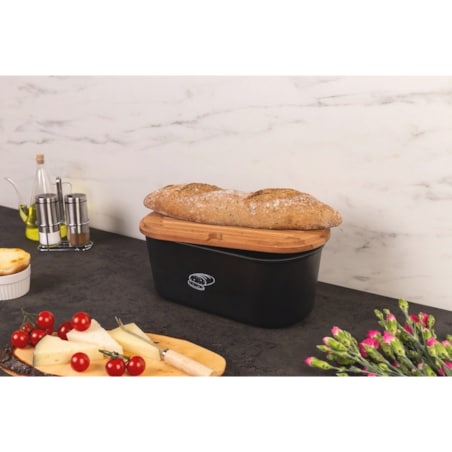 Chlebak z deską do krojenia z drewna bukowego, designerski pojemnik na pieczywo