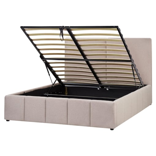 Łóżko z pojemnikiem CASTELNAVET 160 x 200 cm Beżowoszary