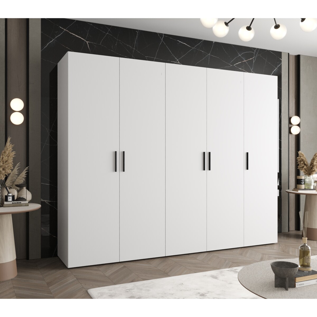 Szafa uchylna otwierana BARI 1 250 wys. 202 cm Biały + u. Czarny