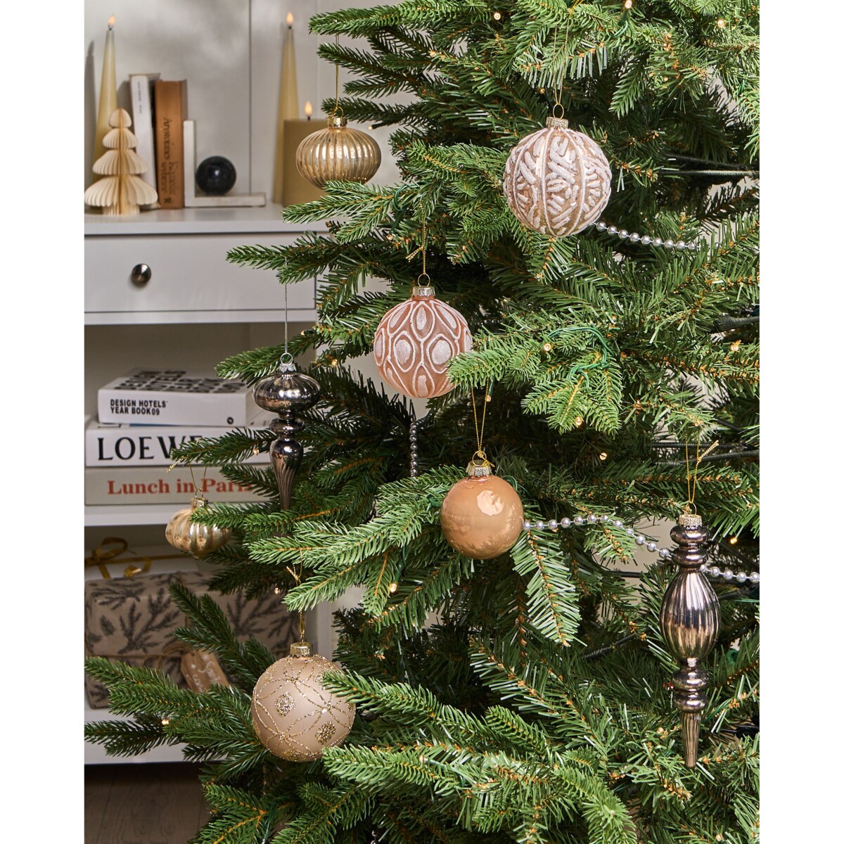Zestaw 24 bombek WINTERLIGHT Szkło Różowe złoto