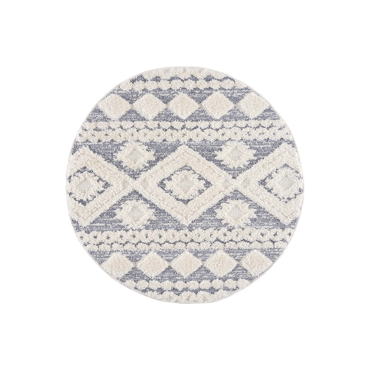 Dywan okrągły z efektem high low boho Focera 30050 Szary Krem 160x160